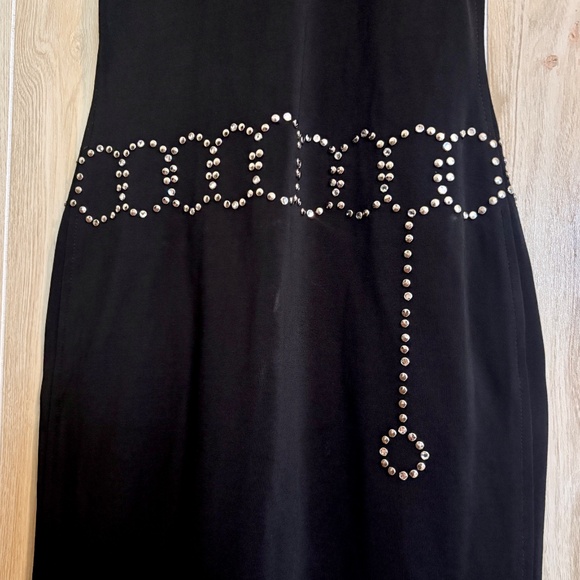 Vintage Women's XSmall Rhinestone Chain Belt Sleeveless Mick Neck Mini Dress - Picture 5 of 11